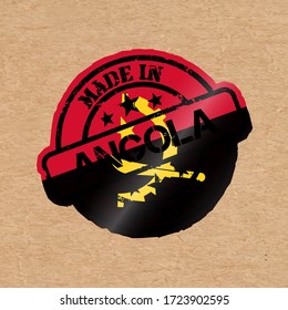 Vector stamp with flag of the Angola. Lettering Made in Angola