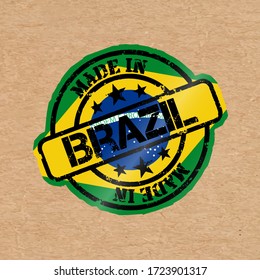 Sello vectorial con bandera del Brasil. Carteles hechos en Brasil