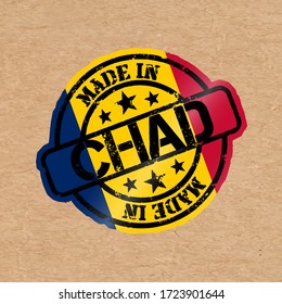 Vector stamp with flag of the Chad. Lettering Made in Chad