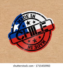 Vector stamp with flag of the Chile. Lettering Made in Chile