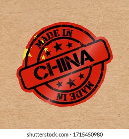Sello vectorial con bandera de China. Carteles hechos en China