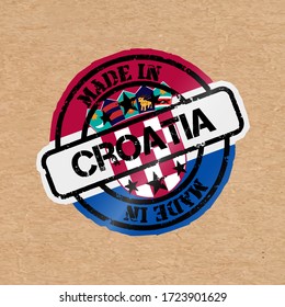 Vector stamp with flag of the Croatia. Lettering Made in Croatia