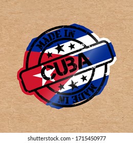 Vector stamp with flag of the Cuba. Lettering Made in Cuba