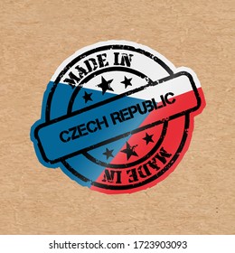 Sello vectorial con bandera de la República Checa. Carteles hechos en la República Checa