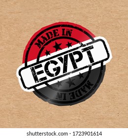 Vector stamp with flag of the Egypt. Lettering Made in Egypt