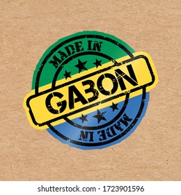 Sello vectorial con bandera de Gabón. Cartas hechas en Gabón