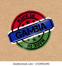 Sello vectorial con bandera de Gambia. Carteles hechos en Gambia