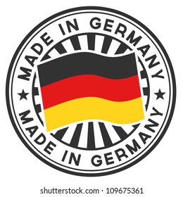 Vector Stamp with flag of the Germany. Lettering Made in Germany.