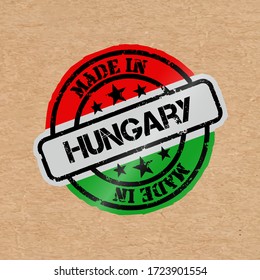 Vector stamp with flag of the Hungary. Lettering Made in Hungary