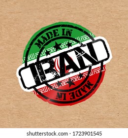 Sello vectorial con bandera de Irán. Carteles hechos en Irán