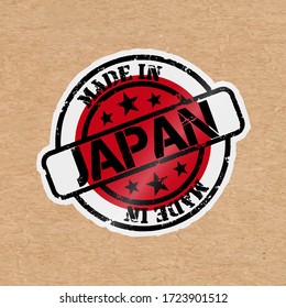 Vector stamp with flag of the Japan. Lettering Made in Japan