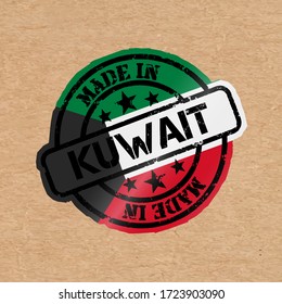 Sello vectorial con bandera de Kuwait. Carteles hechos en Kuwait