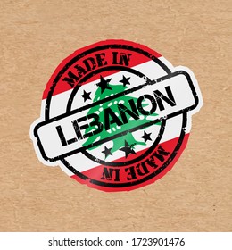 Vector stamp with flag of the Lebanon. Lettering Made in Lebanon