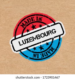 Vector stamp with flag of the Luxembourg. Lettering Made in Luxembourg