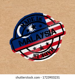 Vector stamp with flag of the Malaysia. Lettering Made in Malaysia