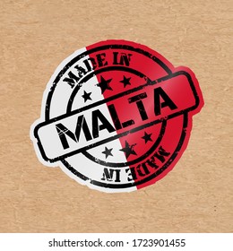 Vector stamp with flag of the Malta. Lettering Made in Malta