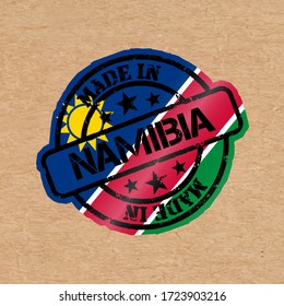 Vector stamp with flag of the Namibia. Lettering Made in Namibia