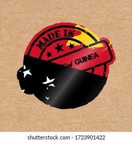 Vector stamp with flag of the Papua New Guinea. Lettering Made in Papua New Guinea