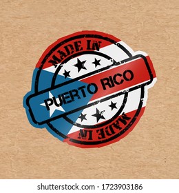 Vector stamp with flag of the Puerto Rico. Lettering Made in Puerto Rico