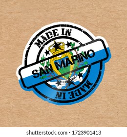 Vector stamp with flag of the San Marino. Lettering Made in San Marino