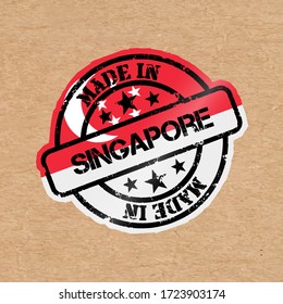 Vector stamp with flag of the Singapore. Lettering Made in Singapore