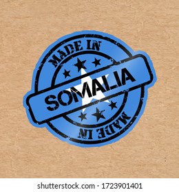 Vector stamp with flag of the Somalia. Lettering Made in Somalia