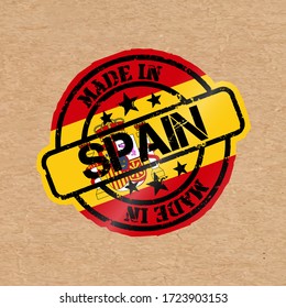 Sello vectorial con bandera de España. Carteles hechos en España