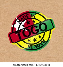 Vector stamp with flag of the Togo. Lettering Made in Togo