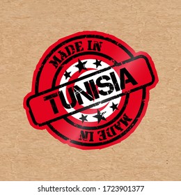 Vector stamp with flag of the Tunisia. Lettering Made in Tunisia