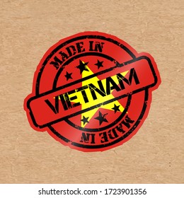 Vector stamp with flag of the Vietnam. Lettering Made in Vietnam