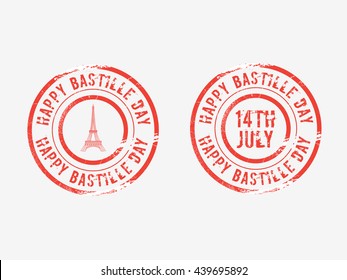 Vector stamp for the French National Day.Happy Bastille Day.