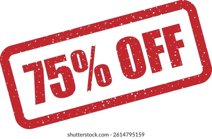 “75% OFF” vector stamp to highlight huge discounts in aggressive marketing. Ideal for flash sales, clearance events, and stock liquidations with high savings