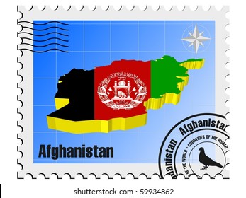 vector stamp with the image 3d maps of Afghanistan