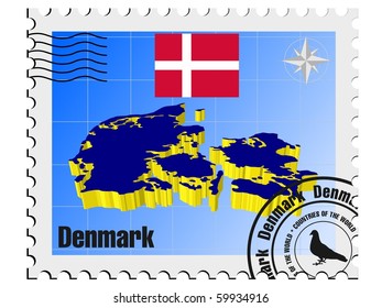 vector stamp with the image 3d maps of Denmark