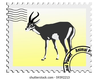 vector stamp with the image of an gazelle