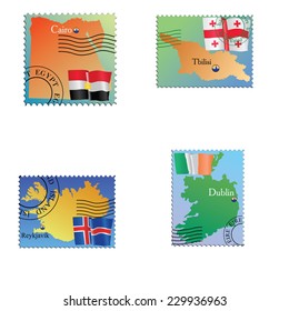 Vector stamp with an image of map