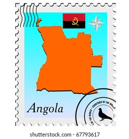 Sello de Vector con los mapas de Imagen de Angola