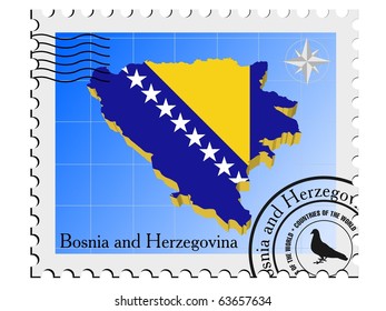 vector stamp with the image maps of Bosnia and Herzegovina
