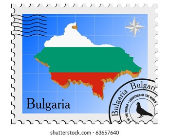 vector stamp with the image maps of Bulgaria