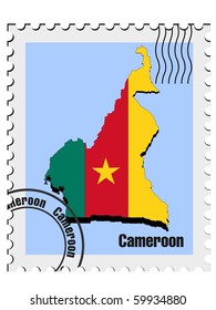 vector stamp with the image  maps of Cameroon