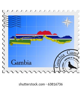 vector stamp with the image maps of Gambia