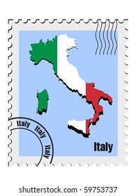 vector stamp with the image maps of Italy