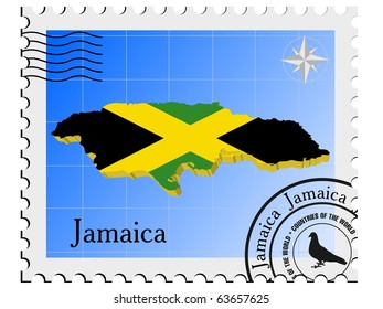 vector stamp with the image maps of Jamaica svg