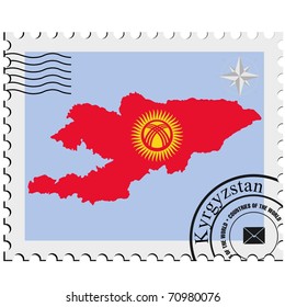 vector stamp with the image maps of Kyrgyzstan