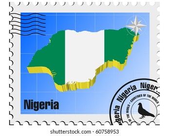 vector stamp with the image maps of Nigeria