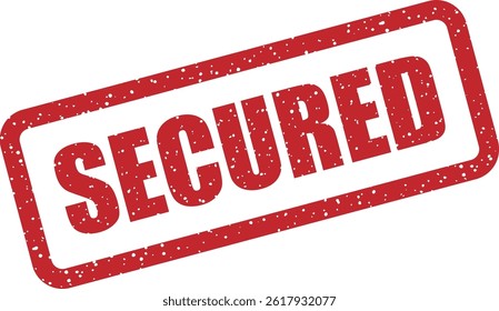 Vector stamp with “SECURED”, indicating successfully protected access, encrypted data, or digitally guarded systems and platforms