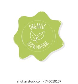 Vector stamp label for organic, eco, natural products for identification of vegan products, natural cosmetics, raw organic food. Healthy food badge. For shop, restaraunt, cafe, packaging of products