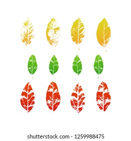 Vector stamp leaves set. Objects isolated on white. Silhouette leaves. Endless texture for nature design.