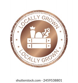 Vector stamp locally grown, stamp, eco, bio, organic food, natural food icon. Label, element for food market, ecommerce, organic ecological products promotion, restaurant, food for healthy life.