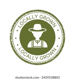 Vector stamp locally grown, stamp, eco, bio, organic food, natural food icon. Label, element for food market, ecommerce, organic ecological products promotion, restaurant, food for healthy life.